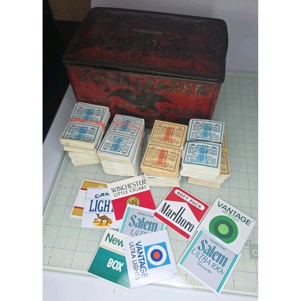 Union Leader Cut Plug EMPTY Tobacco Tin For Smoking & Chew Box W/ephemera